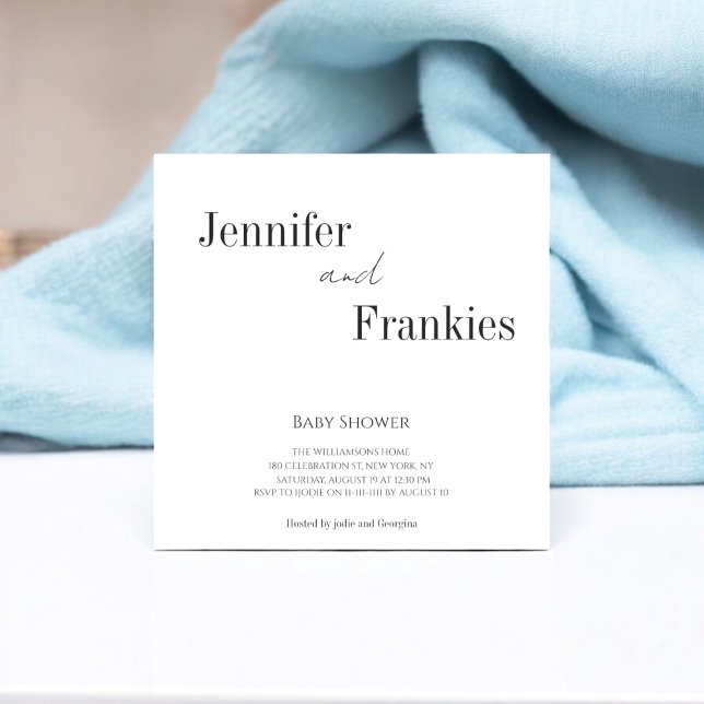 Modern couples black and white baby shower  invitation (cute stylish typography baby shower invitation in a minimalistic  chic design )