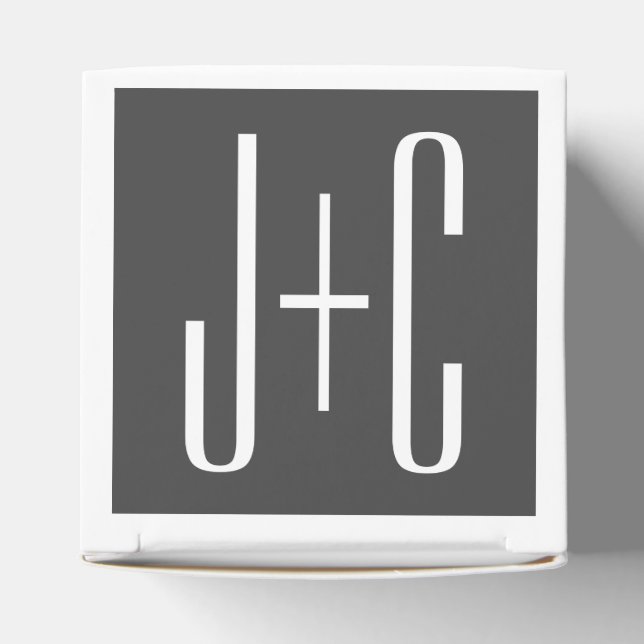Modern Couples Initials | Grey & White Favour Box (Top)