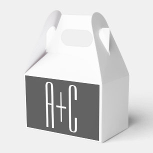 Modern Couples Initials Grey & White Favour Box