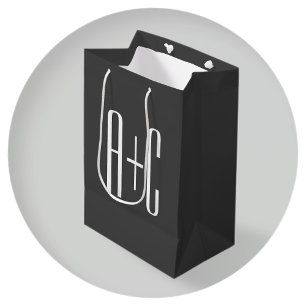 Modern Couples Initials   Grey & White Medium Gift Bag