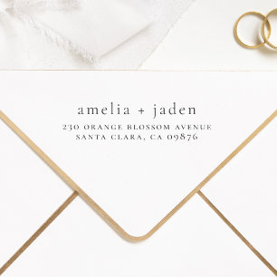 Modern Couple's Names With Plus Return Address Rubber Stamp