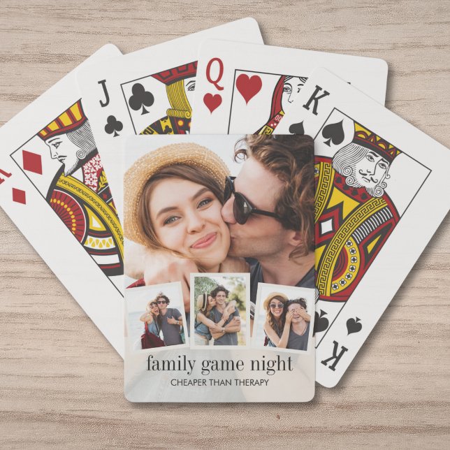 Modern Couples Photo Collage Funny Game Night Playing Cards (Modern photo collage couples funny game night cards with humor saying for newlyweds bride groom gift)