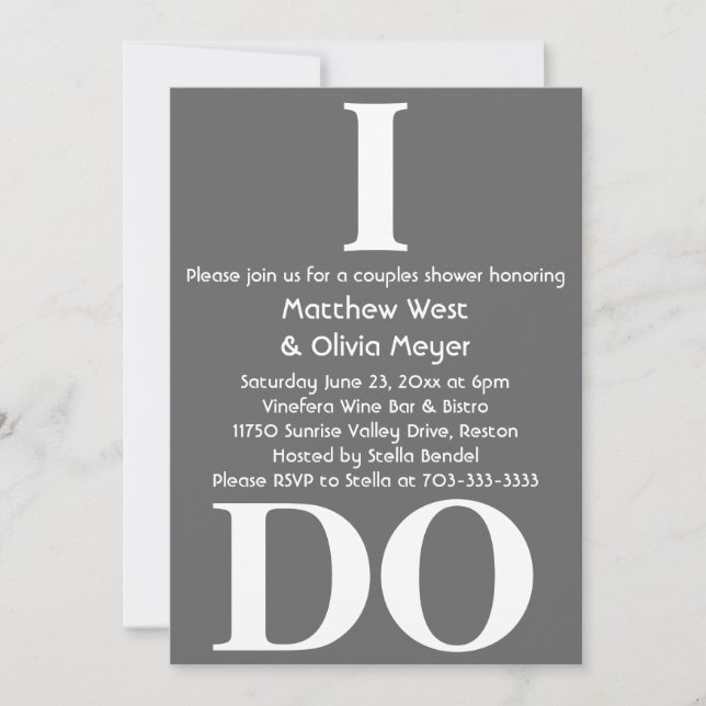 Modern Couples Shower Invite - I Do (Front)