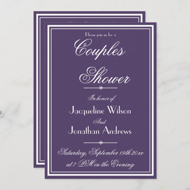 Modern Couples Shower Name Email RSVP Dusty Purple Invitation (Front/Back)