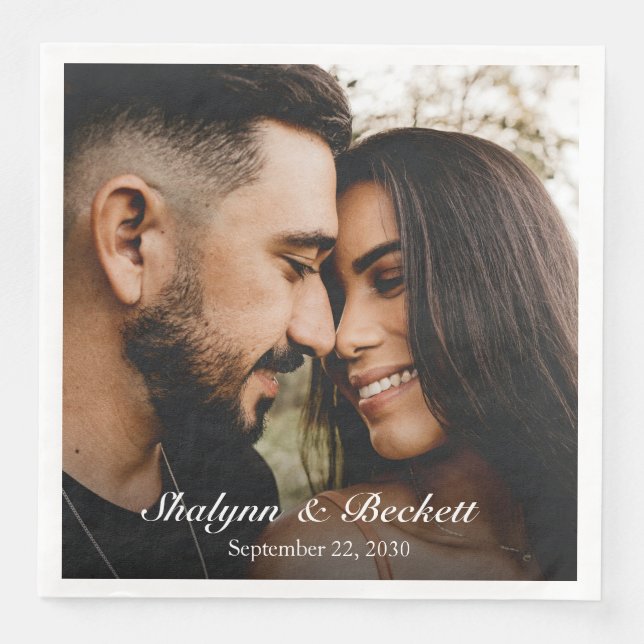 Modern Couples Shower Photo Napkin (Front)