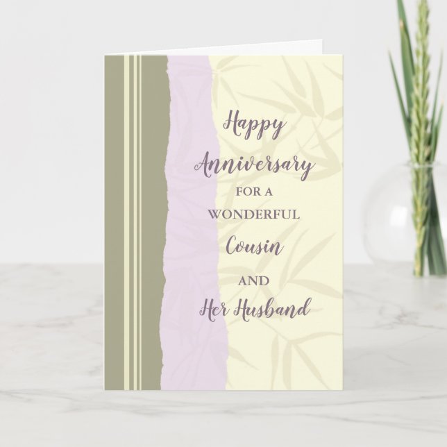 Modern Cousin and Her Husband Wedding Anniversary Card (Front)