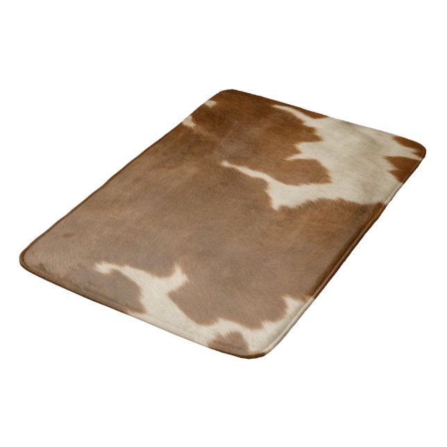 Modern Cow Faux Leather Elegant Collection Bath Mat (Angled)