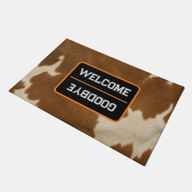 Modern Cow Faux Leather Elegant Collection Doormat (Angled)