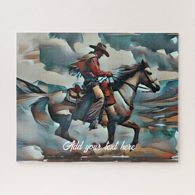 Modern Cowboy Riding a Horse  Jigsaw Puzzle (Horizontal)