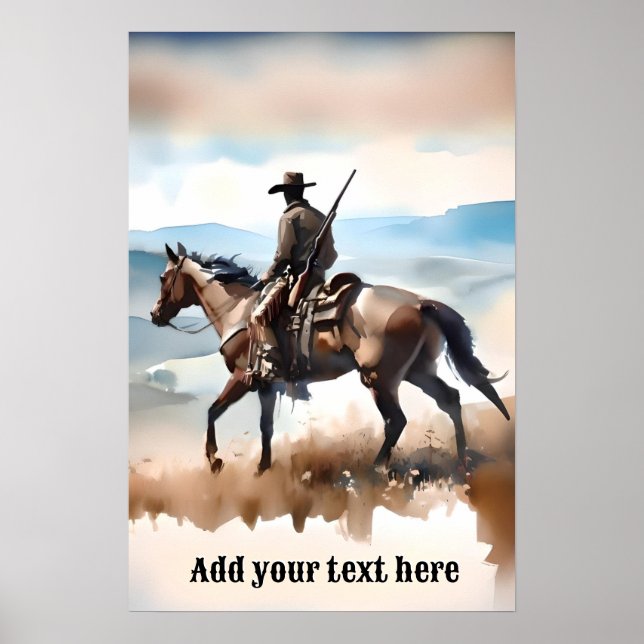 Modern Cowboy Riding a Horse  Poster (Front)