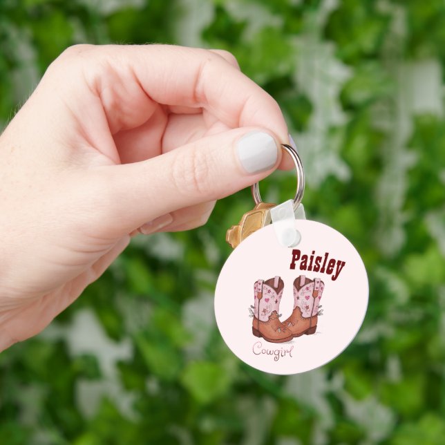 Modern CowGirl Boots Pink Key Ring (Hand)