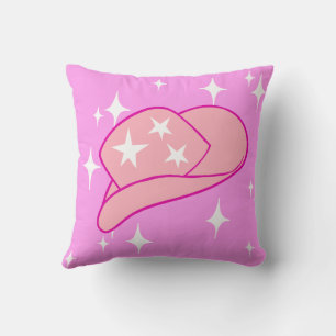Modern Cowgirl Hat Yee Haw Starburst Pink  Cushion