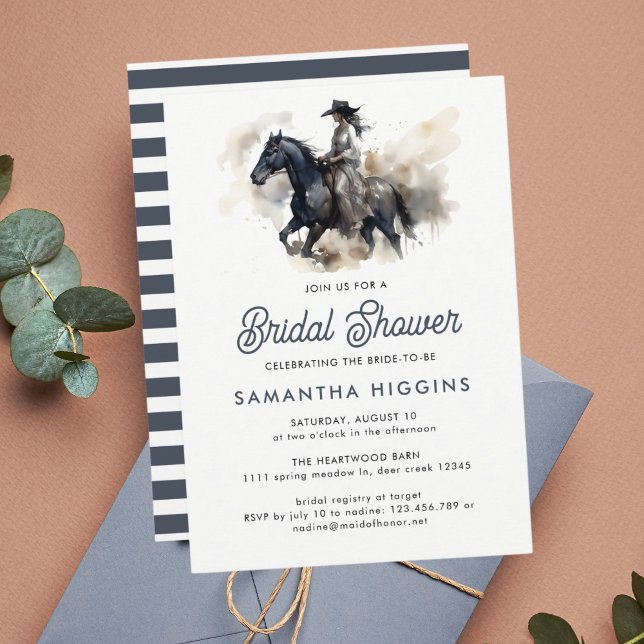Modern Cowgirl Horse Equestrian Bridal Shower Invitation (Creator Uploaded)