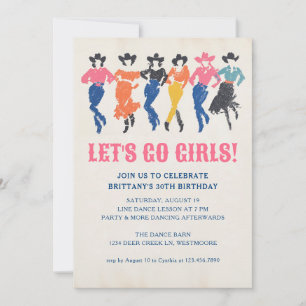 Modern Cowgirl Line Dance Birthday Invitation