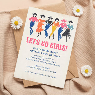 Modern Cowgirl Line Dance Birthday Invitation