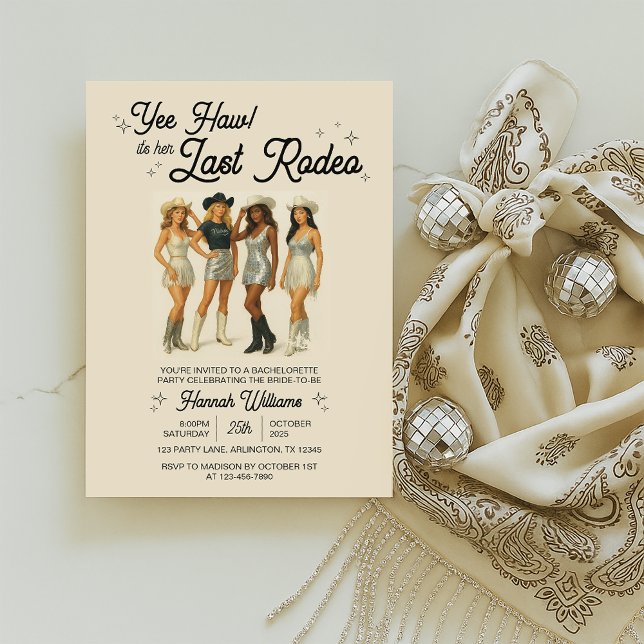 Modern Cowgirl Rodeo Bachelorette Party Invitation (Creator Uploaded)