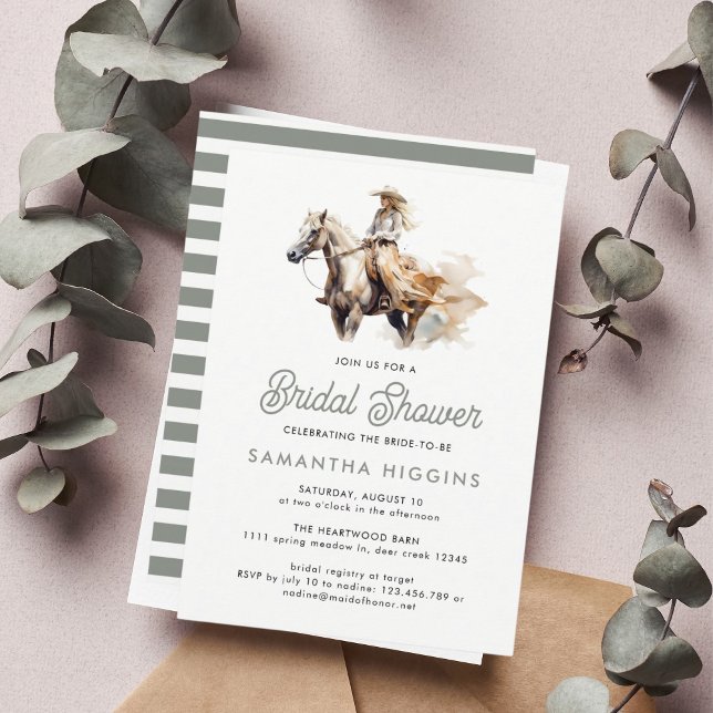 Modern Cowgirl Western Horse Bridal Shower Invitation (Creator Uploaded)