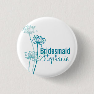 Modern cows parsley bridesmaid wedding pin button