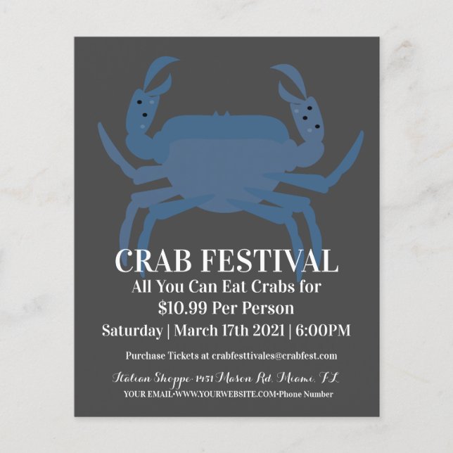 Modern Crab Festival Crab  Restaurant Fundraiser Flyer (Front)