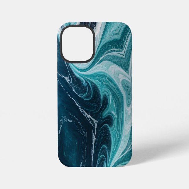 Modern Cracked Gold blue marble Stylist iPhone Case (Back)