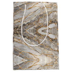 Modern Cracked Gold marble Medium Gift Bag