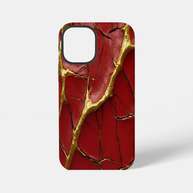 Modern Cracked Gold red Stylist iPhone Case (Back)