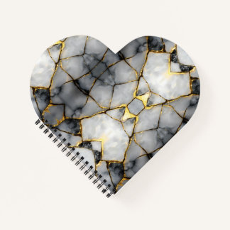 Modern Cracked Gold White & black marble Notebook