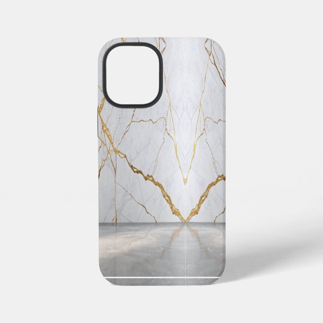 Modern Cracked Gold White marble Stylist  iPhone Case (Back)