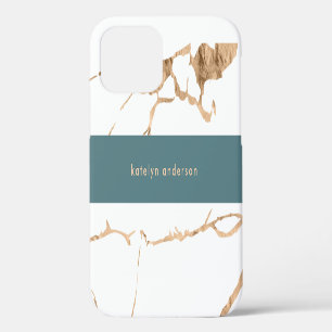 Modern Cracked Gold White Stylist Professional iPhone 12 Case
