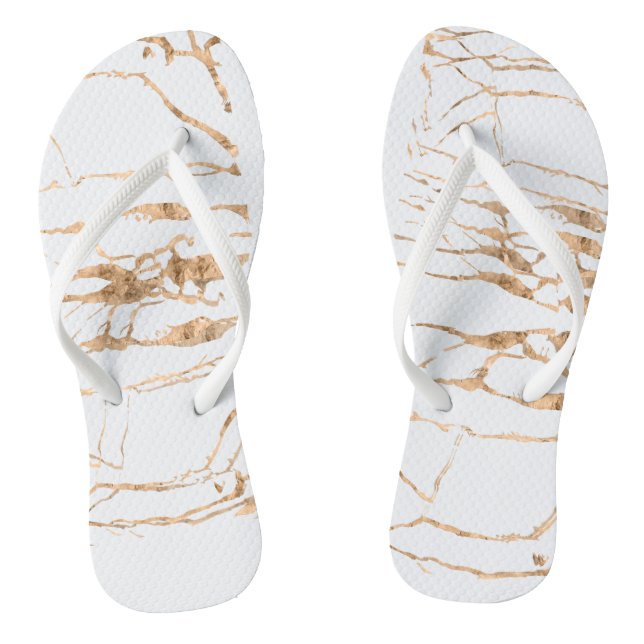 Modern Cracked Gold White Stylist Professional Jandals (Footbed)