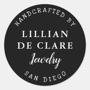 Modern Craft Business, City Name Classic Round Sticker