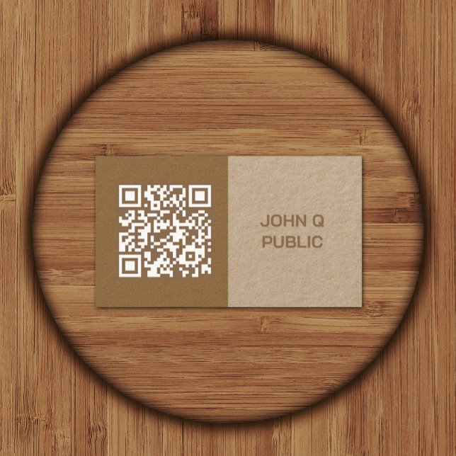 Modern Craft QR Code Brown Business Card (Creator Uploaded)