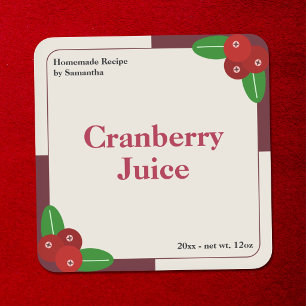Modern Cranberry Juice Label Sticker