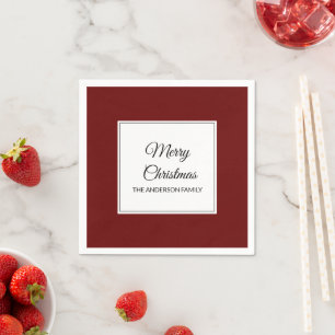 Modern cranberry red solid Christmas holiday Napkin
