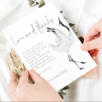 Modern Crane Bird Illustration Love Thanks Wedding