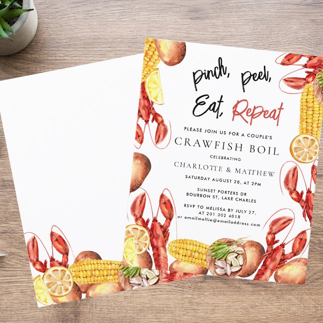 Modern Crawfish Boil Engagement Party Invitation (Modern Crawfish Boil Engagement Party Invitation)