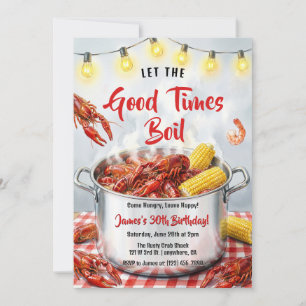 Modern Crawfish Seafood Boil Summer Party Birthday Invitation