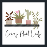 Modern crazy plant lady house pants illustration poster<br><div class="desc">Modern crazy plant lady house pants illustration with cute cactus,  succulent and creepers plants and pots.</div>