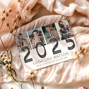 Modern Cream 5 Photo Graduation Announcement