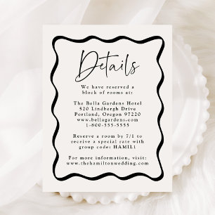 Modern Cream and Black Wavy Frame Wedding Details Enclosure Card