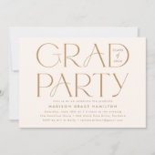 Modern Cream and Gold Typography Graduation Party Invitation (Front)