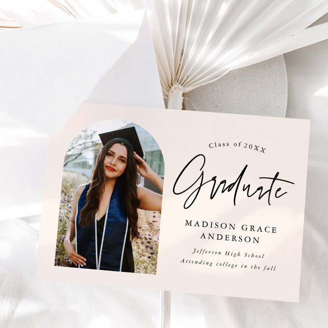 Modern Cream Arch Photo Graduation Announcement (Creator Uploaded)