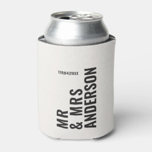 Modern cream black minimal bold simple wedding can cooler