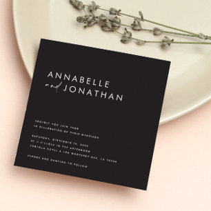 Modern cream black script minimal contemporary invitation