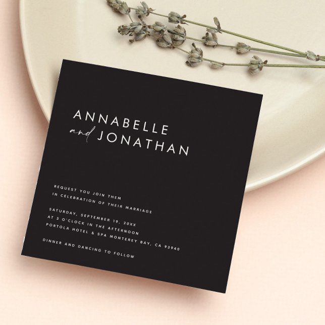 Modern cream black script minimal contemporary invitation (Creator Uploaded)