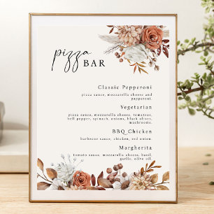 Modern Cream Boho Pizza Bar Sign