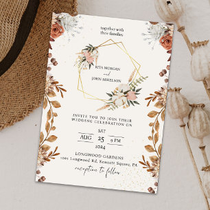 Modern Cream Boho Script Wedding Invitation