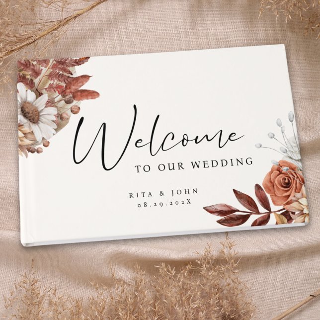 Modern Cream boho Wedding Foil Guestbook (Creator Uploaded)