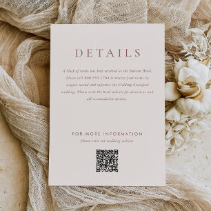 Modern Cream Brown Monogram Earth Tone Wedding Enclosure Card