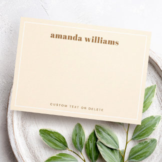Modern cream color name and text mini notecard business card